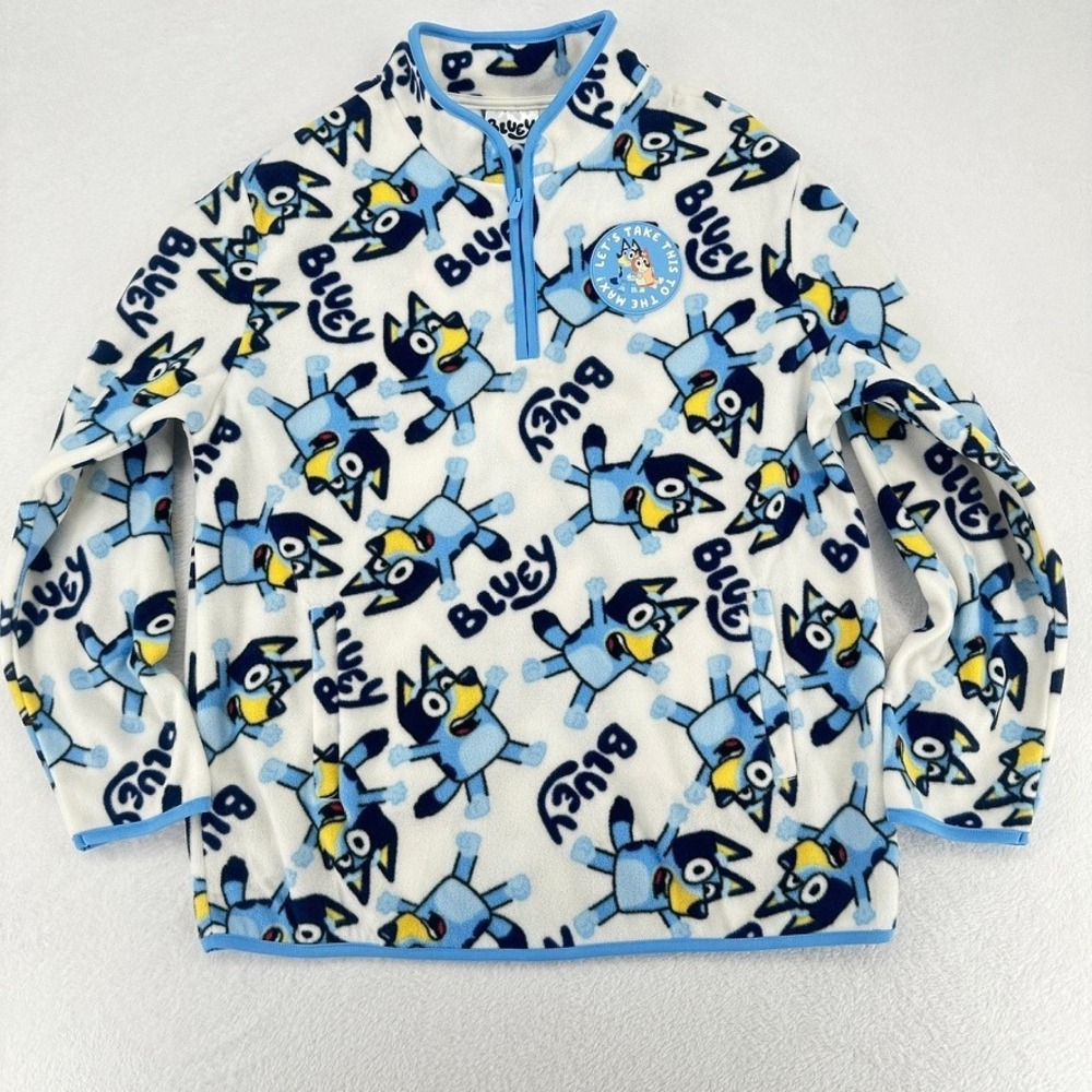 Bluey Kids Fleece‎ Pullover XL NWT Cartoon Print  Top